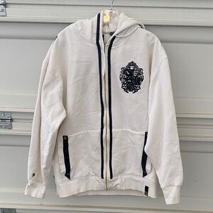 White Hoodie with Black Embroidery